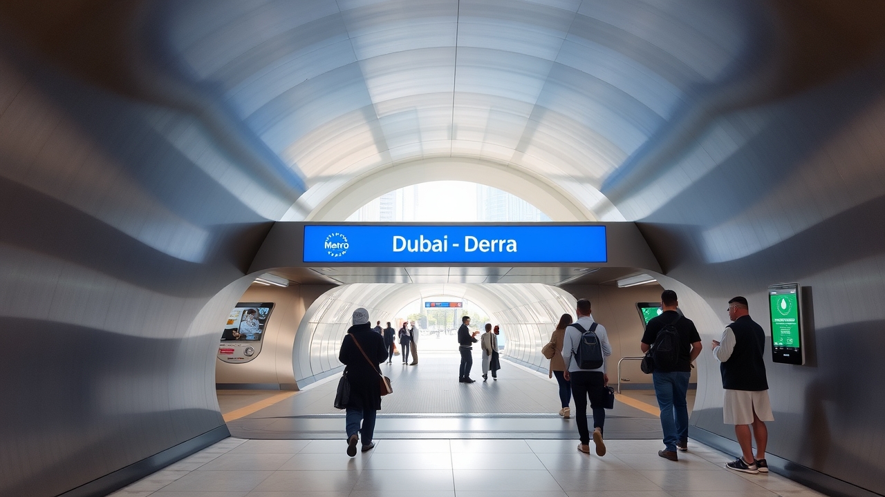 Contemporary Deira Metro station entrance