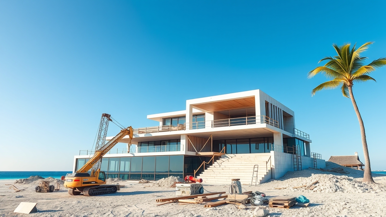 Villa construction site on a Palm Jumeirah Frond