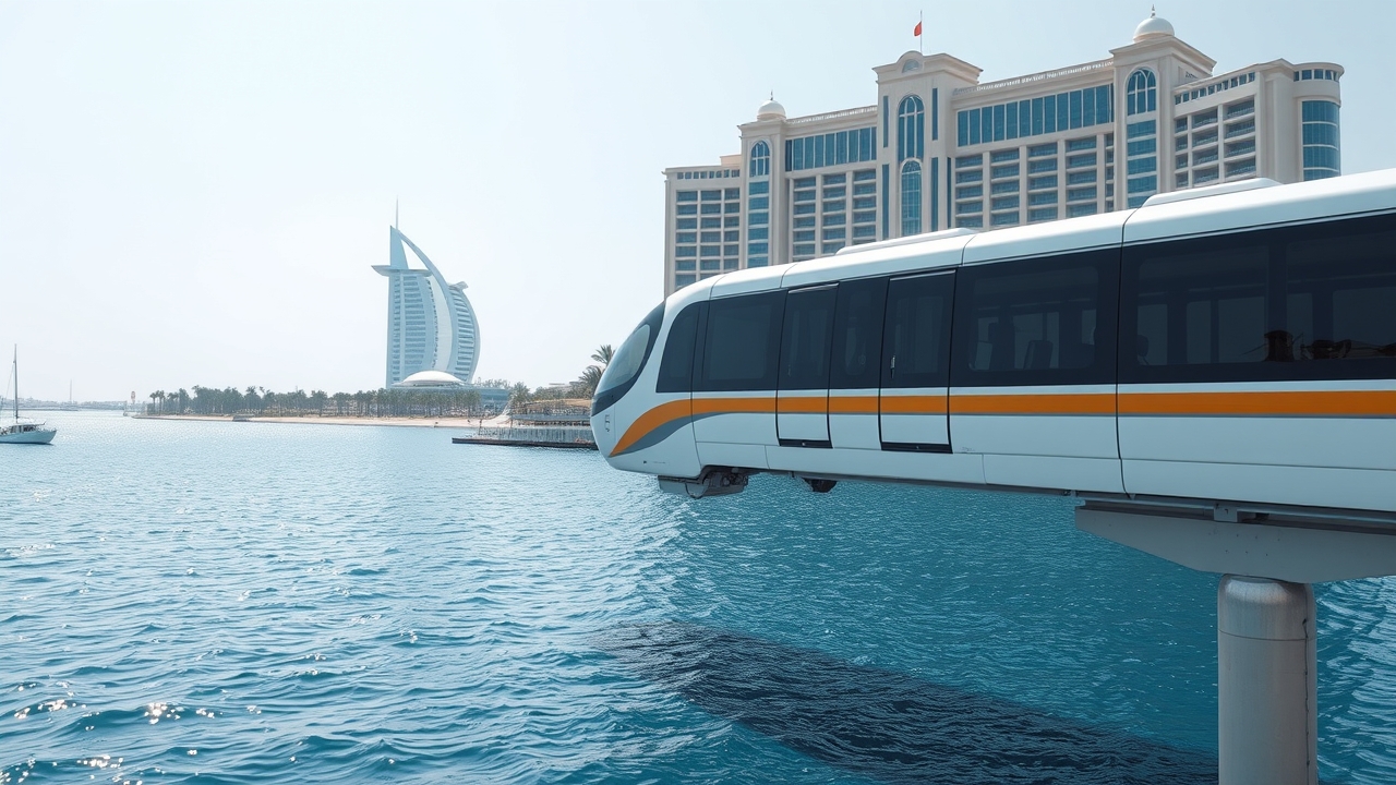 Palm Monorail with Atlantis The Royal in the background