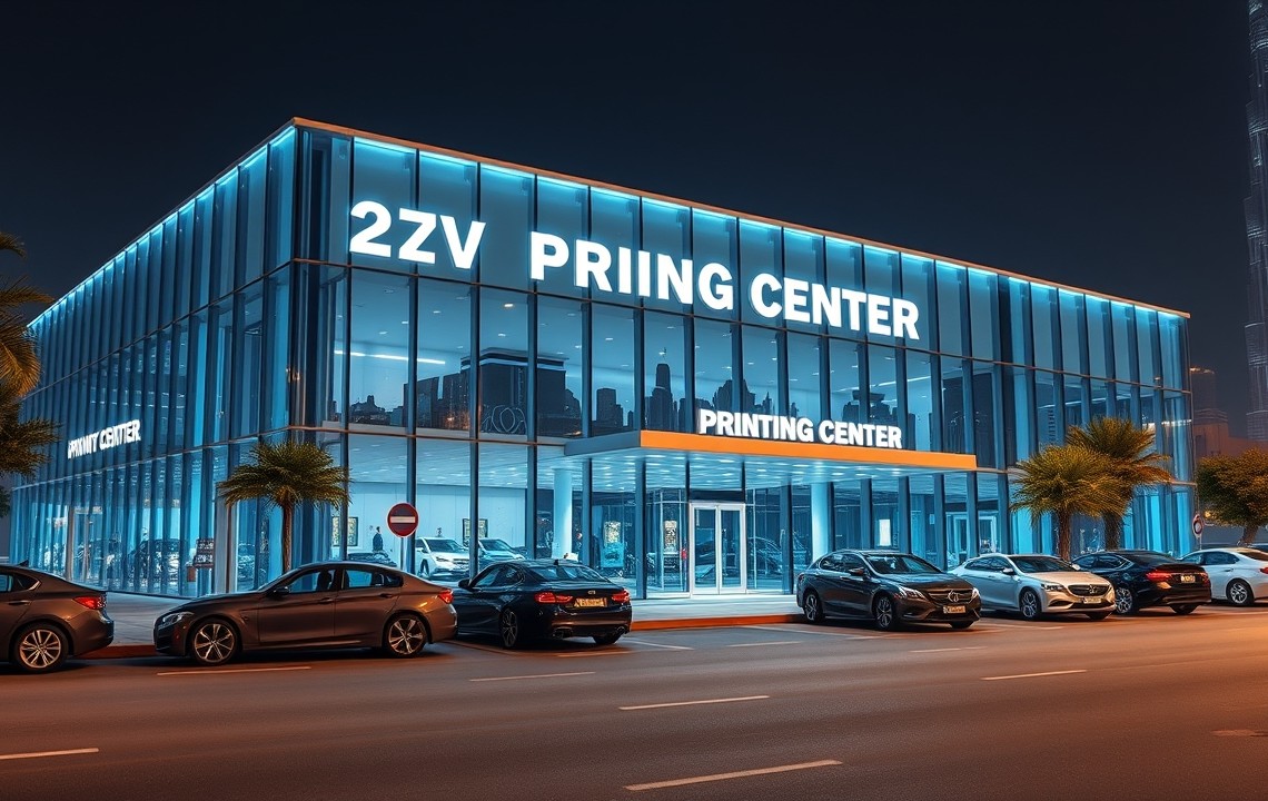 24/7 printing center Dubai night view