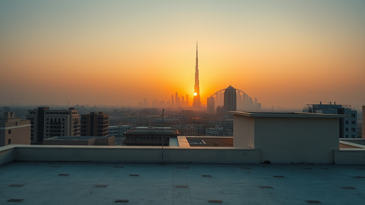 Dubai skyline view from Al Nahda rooftop
