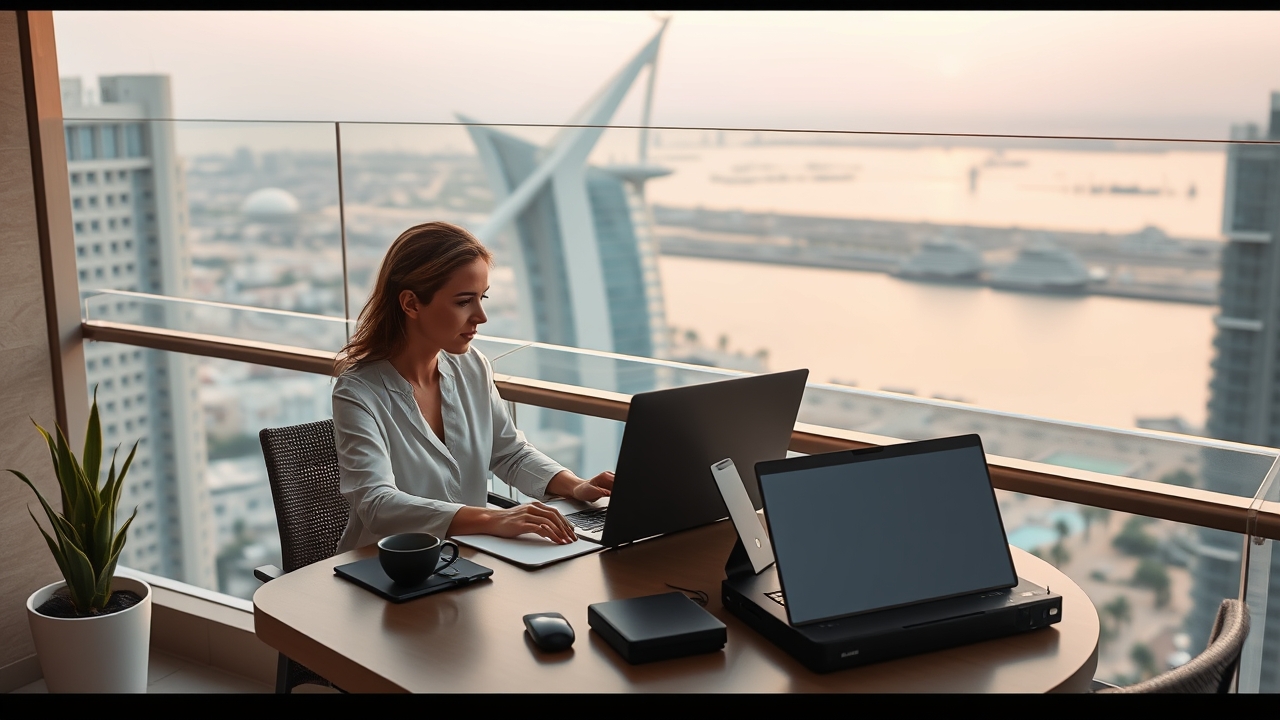 Remote work from a balcony in Al Sufouh Dubai