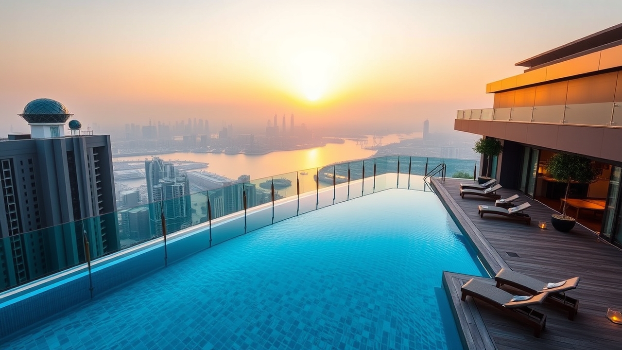 Moon Tower rooftop crescent pool