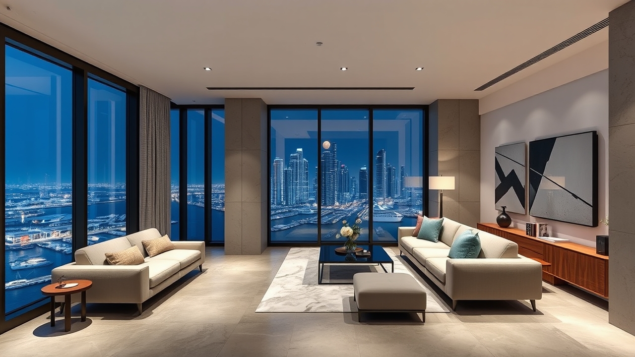 Modern luxury apartment interior Dubai Marina