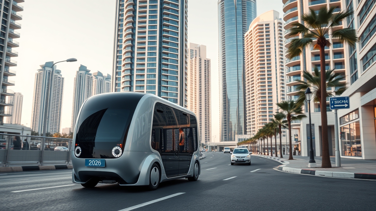 Autonomous shuttle pod in Dubai Marina district