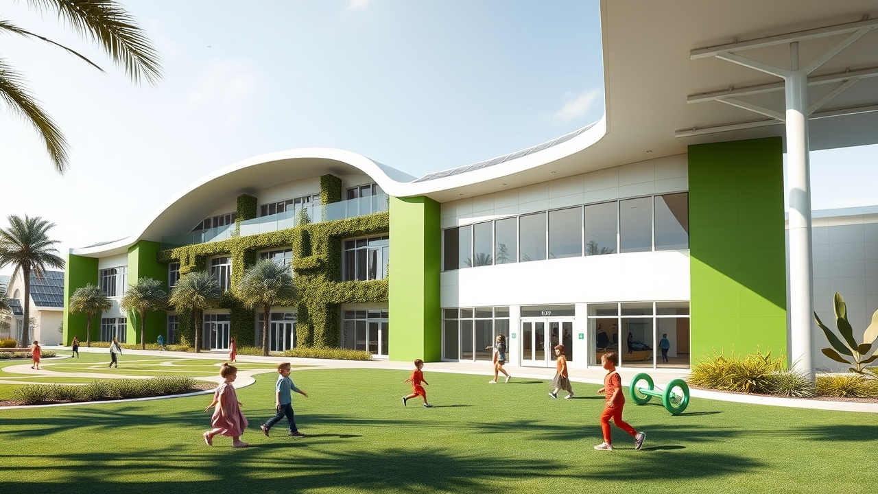 Futuristic eco-friendly school building in Dubailand