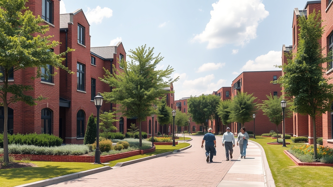 England Cluster residential buildings and greenery