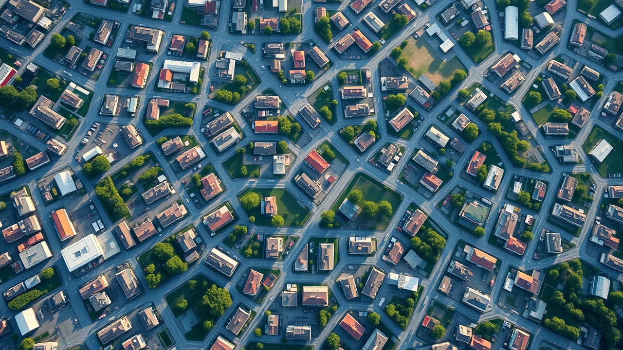 Aerial view of International City hexagonal layout