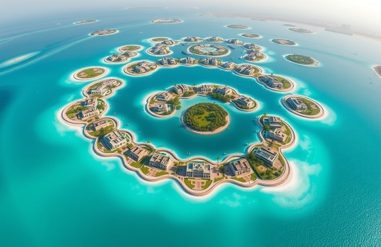 Aerial view of Jumeirah Islands clusters and lagoons in 2026