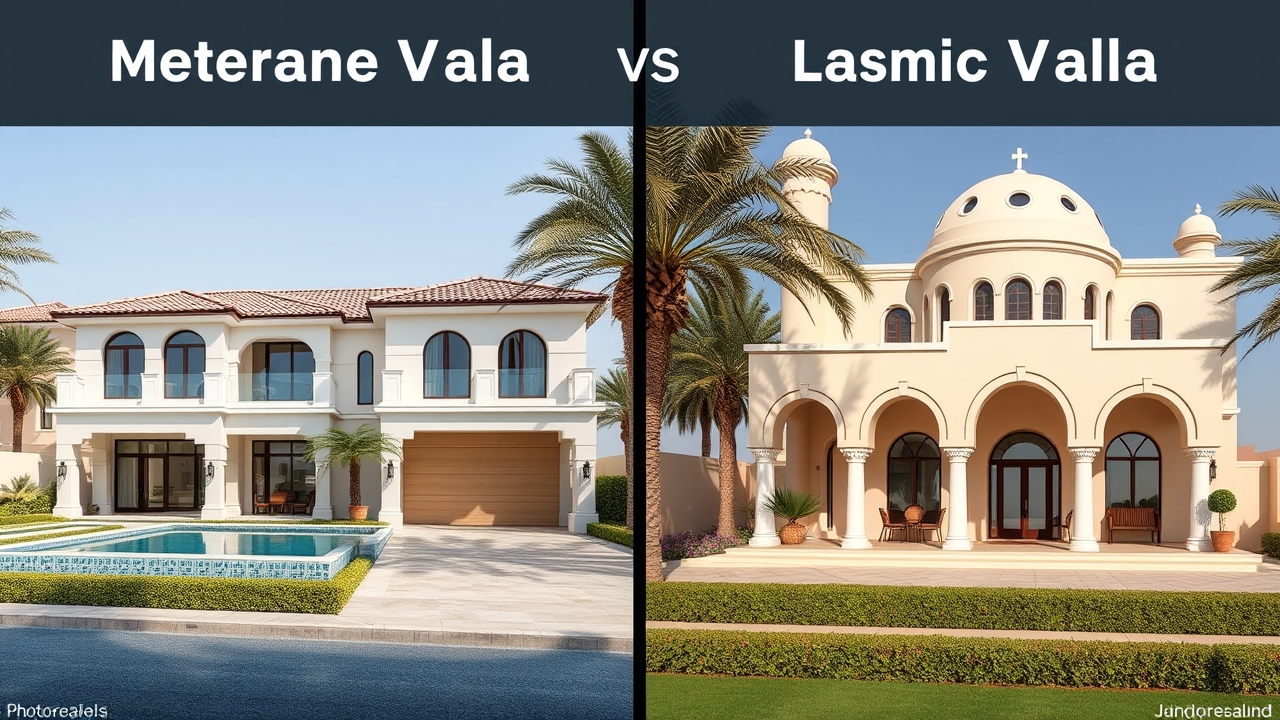 Architectural styles of European and Islamic villas in Dubai