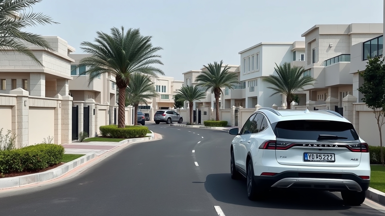 Quiet residential street view in an elite Dubai cluster