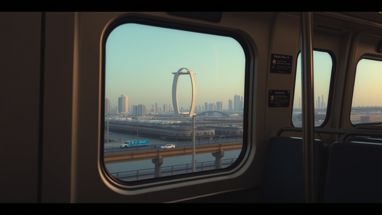 View of Dubai Frame from the Metro near Karama