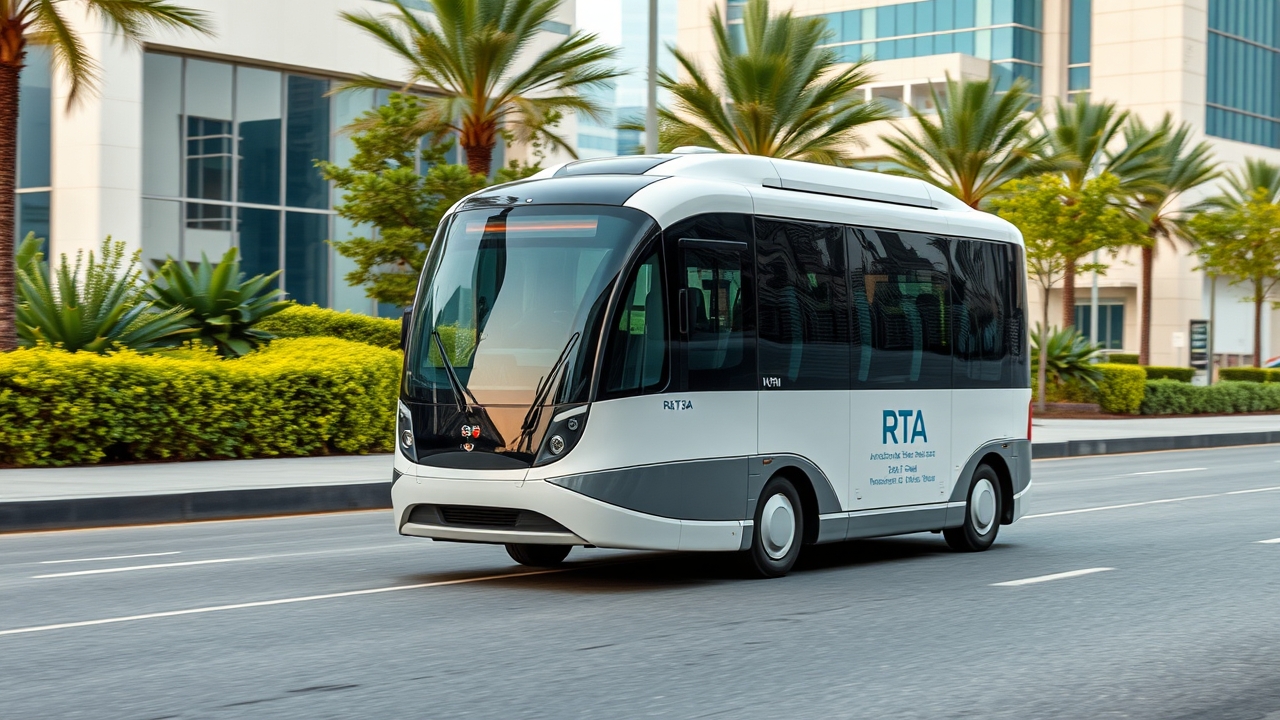 Autonomous shuttle in Satwa neighborhood