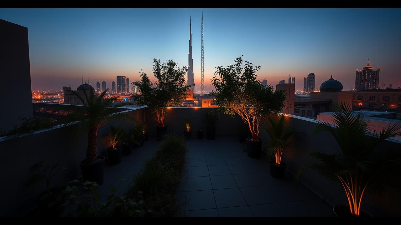 Rooftop garden view from Satwa