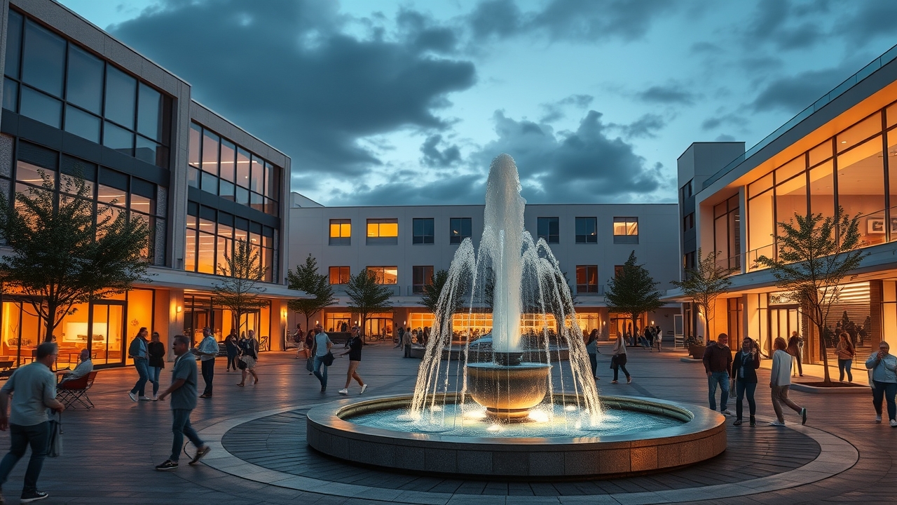 Community Social Hub Town Square Dubai Night View
