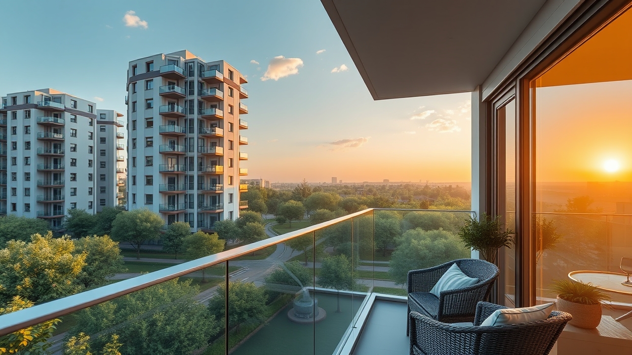 Remraam apartment balcony view of green spaces