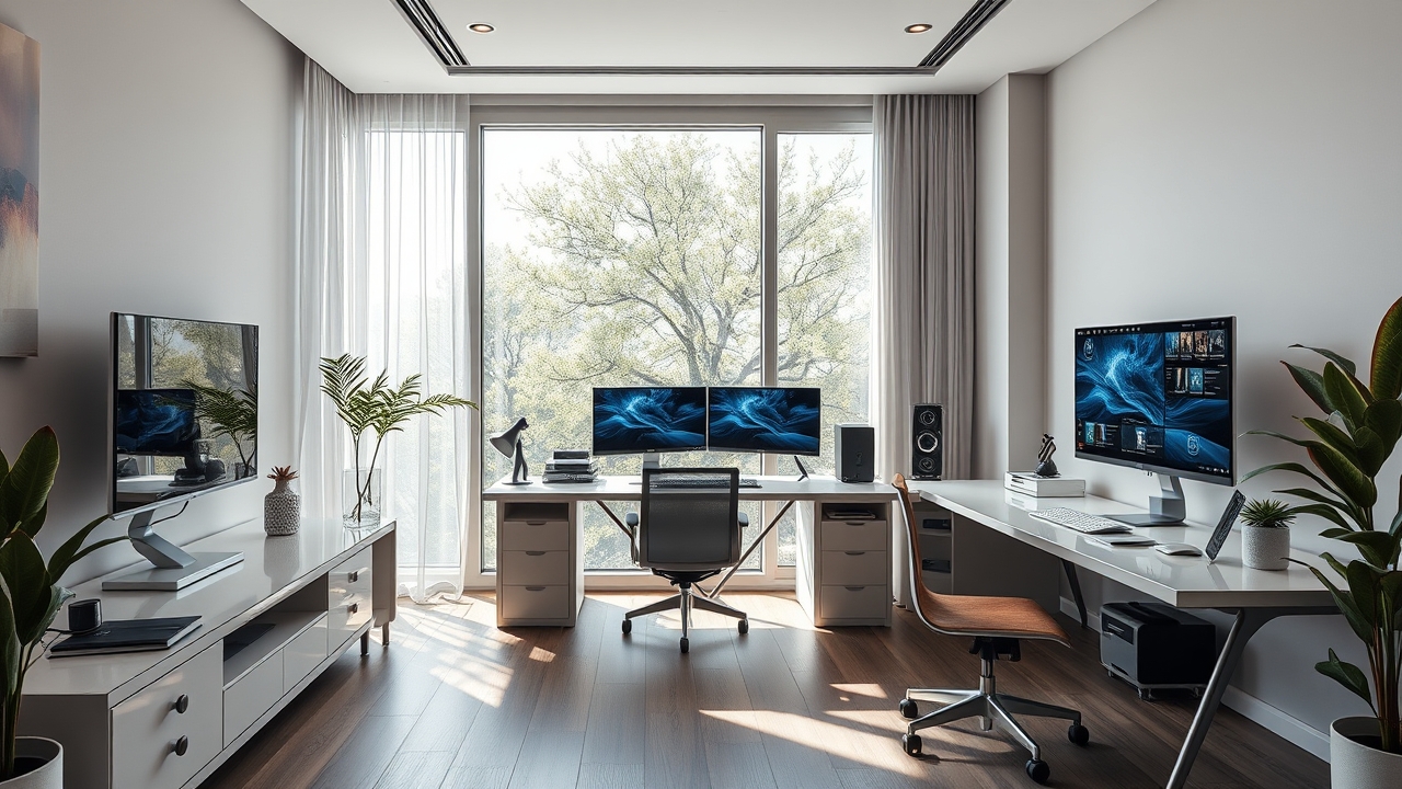 Remote work setup in a Remraam apartment