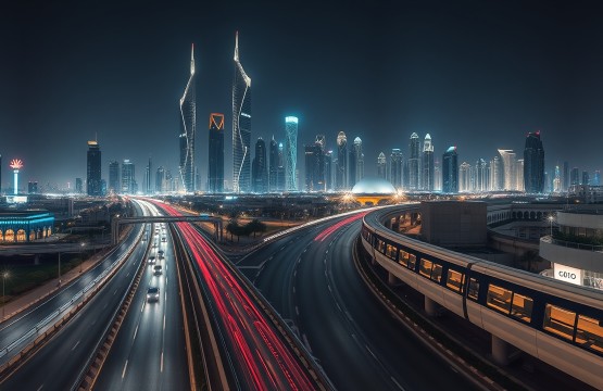 Sheikh Zayed Road skyline at night 2026