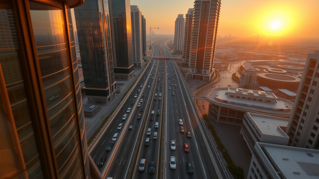 View from a balcony on Sheikh Zayed Road