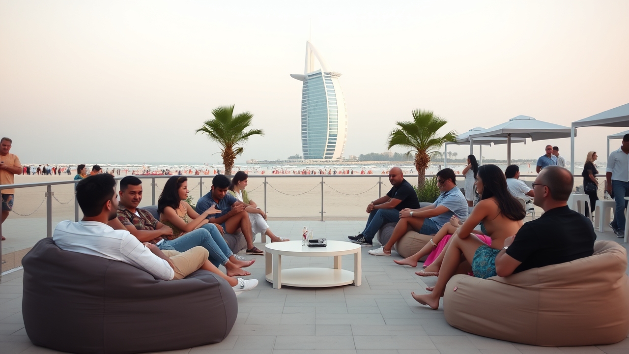 Expat meetup at a Dubai beach club