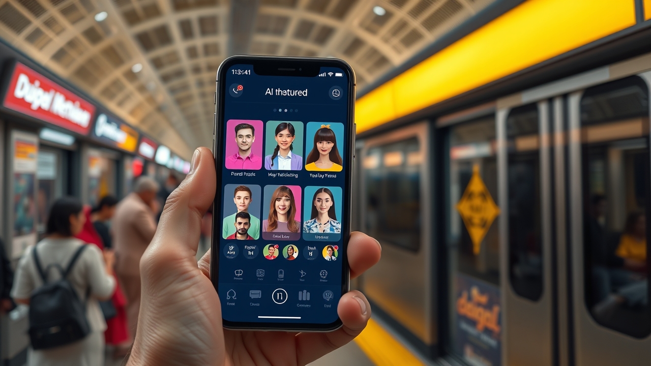 AI social app interface on a smartphone in Dubai
