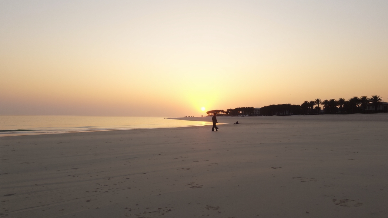 Sunrise view of the beach at The Palm Jumeirah