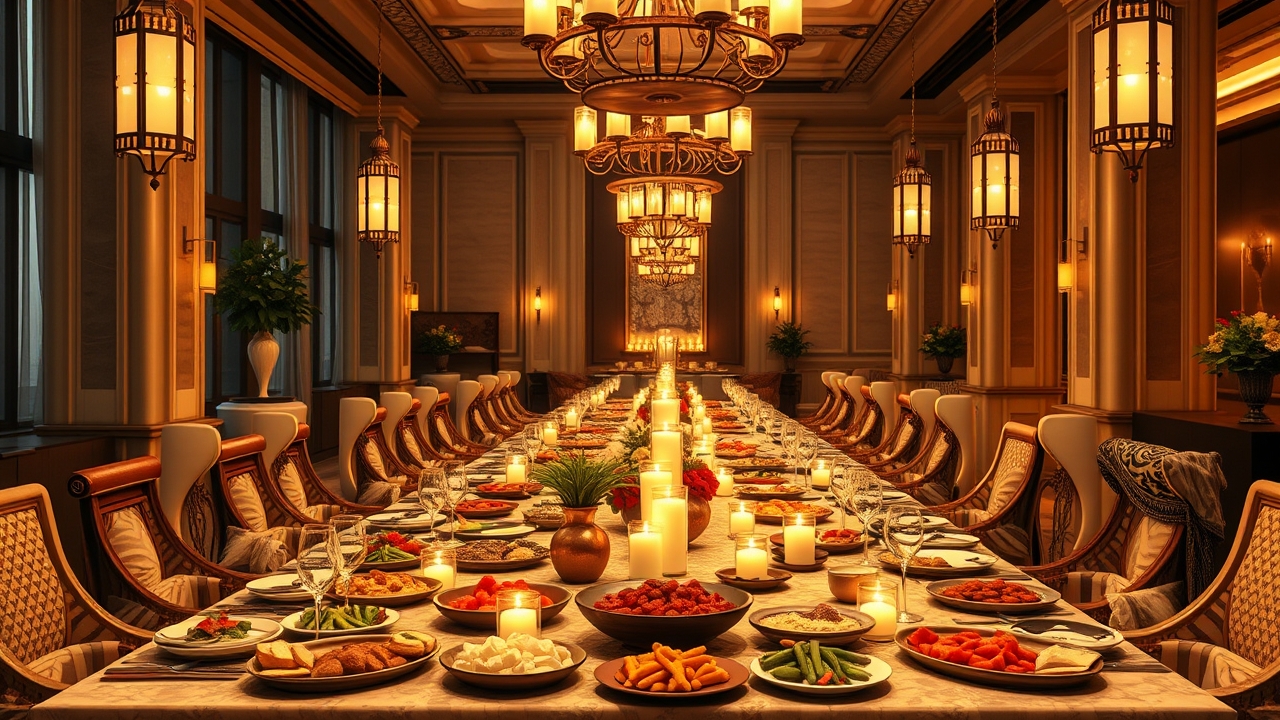 Traditional Iftar table at a Dubai hotel