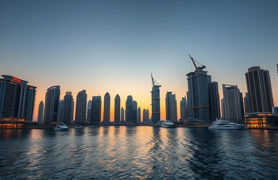 Dubai Marina skyline at sunset exit strategy