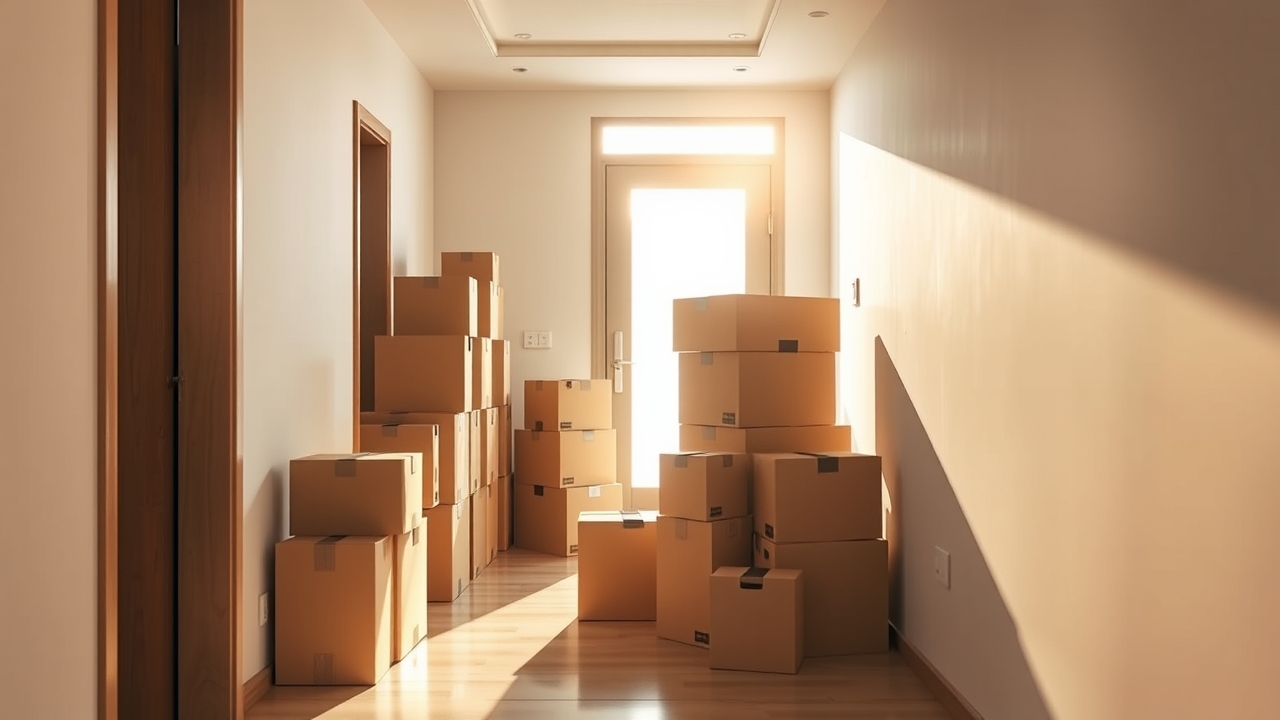 Moving boxes in a Dubai apartment