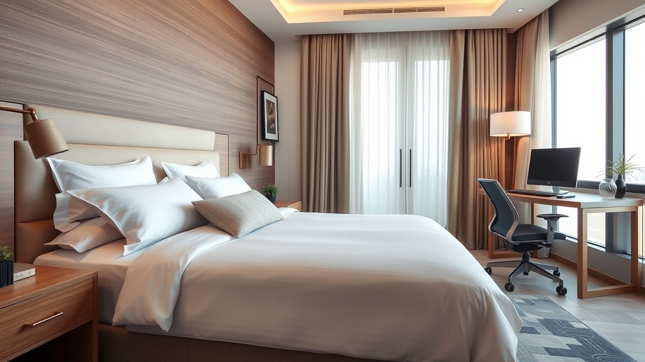 Rented bedroom set with home office nook in Dubai