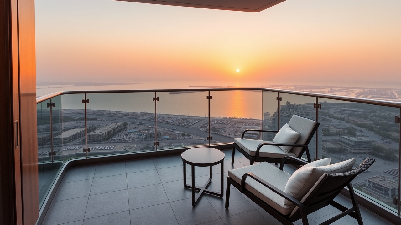 Outdoor balcony furniture for short-term rentals in Dubai
