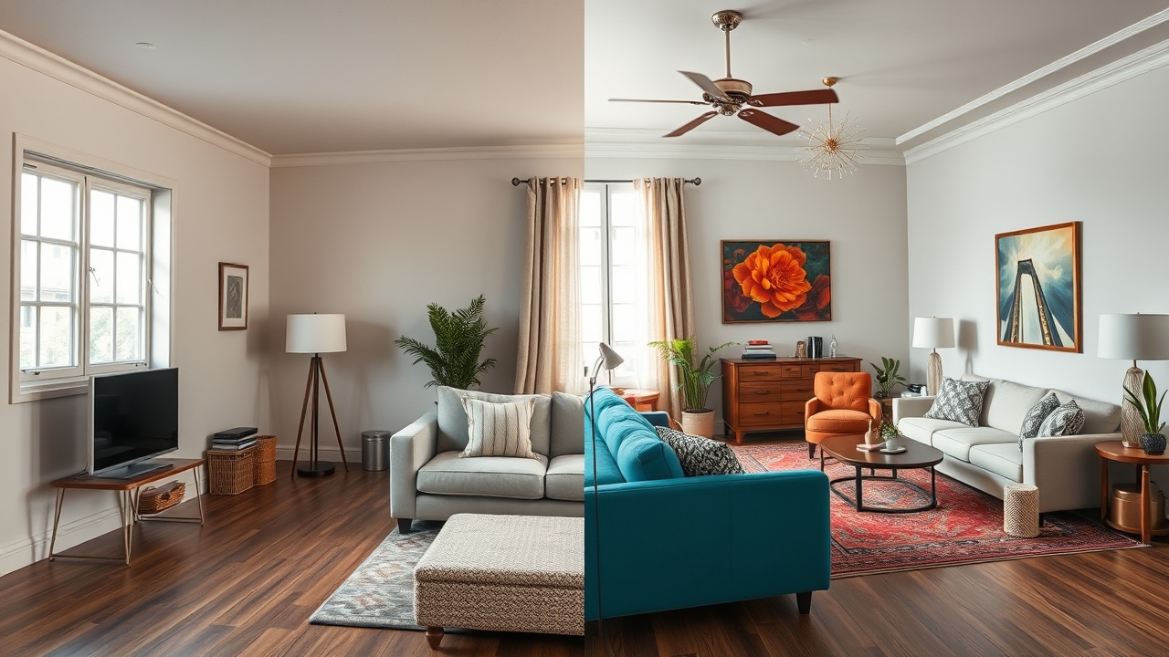 Staging comparison for a short-term rental in Dubai