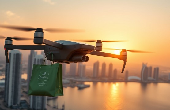 Drone delivery over Dubai Marina