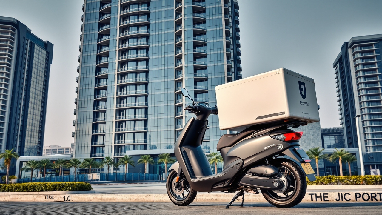 Electric delivery scooter in JVC Dubai