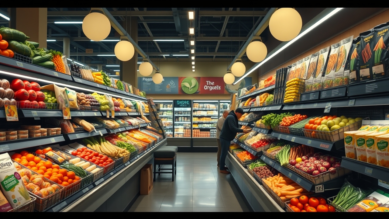 Premium supermarket grocery aisle