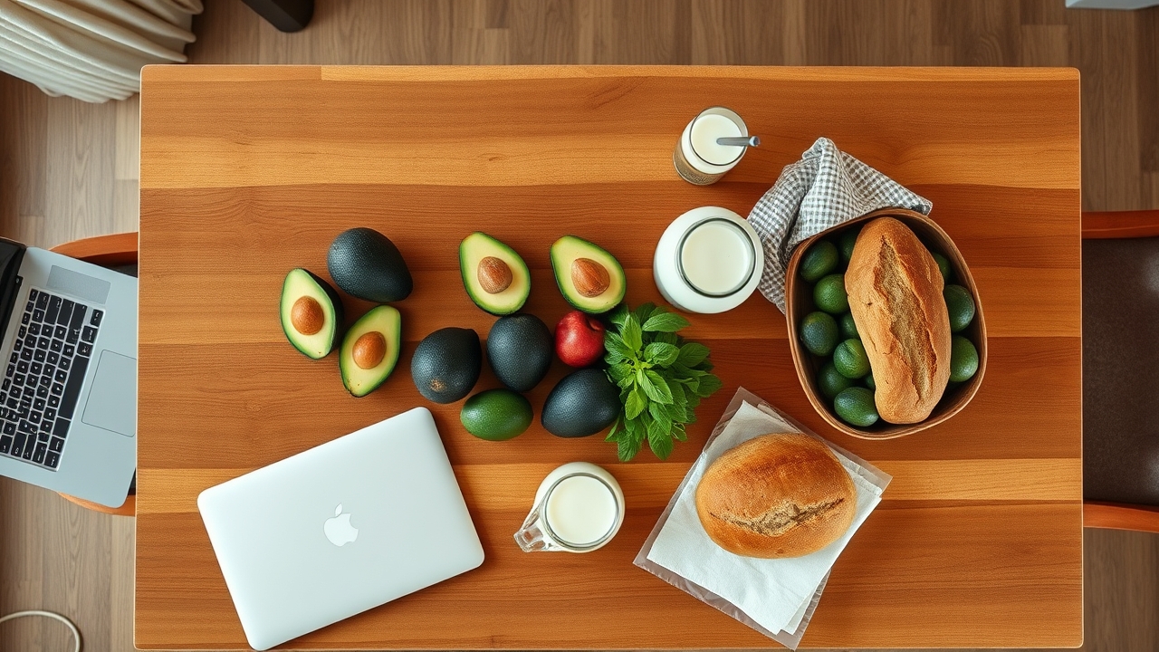 Fresh groceries and nomad workstation