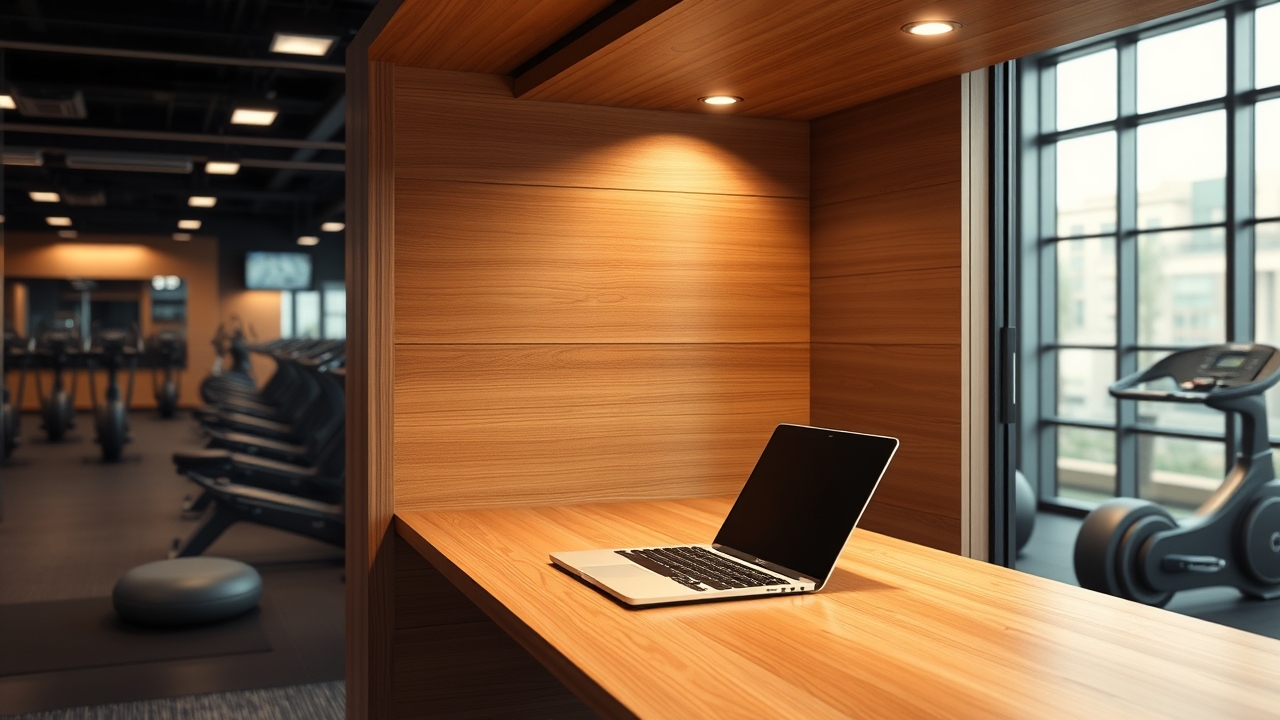 Soundproof work pod for calls inside a Dubai gym
