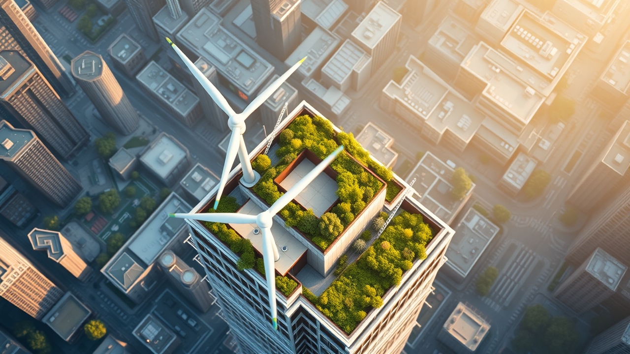 Sustainable skyscraper with rooftop garden