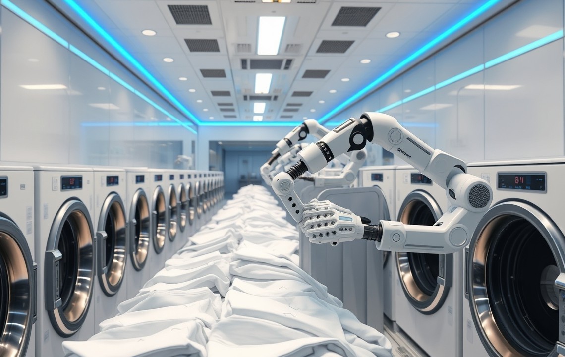 Futuristic robotic laundry sorting facility in Dubai