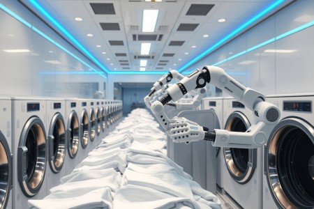 Futuristic robotic laundry sorting facility in Dubai