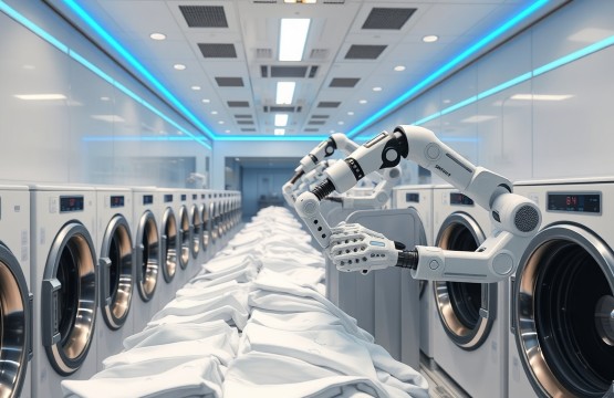 Futuristic robotic laundry sorting facility in Dubai