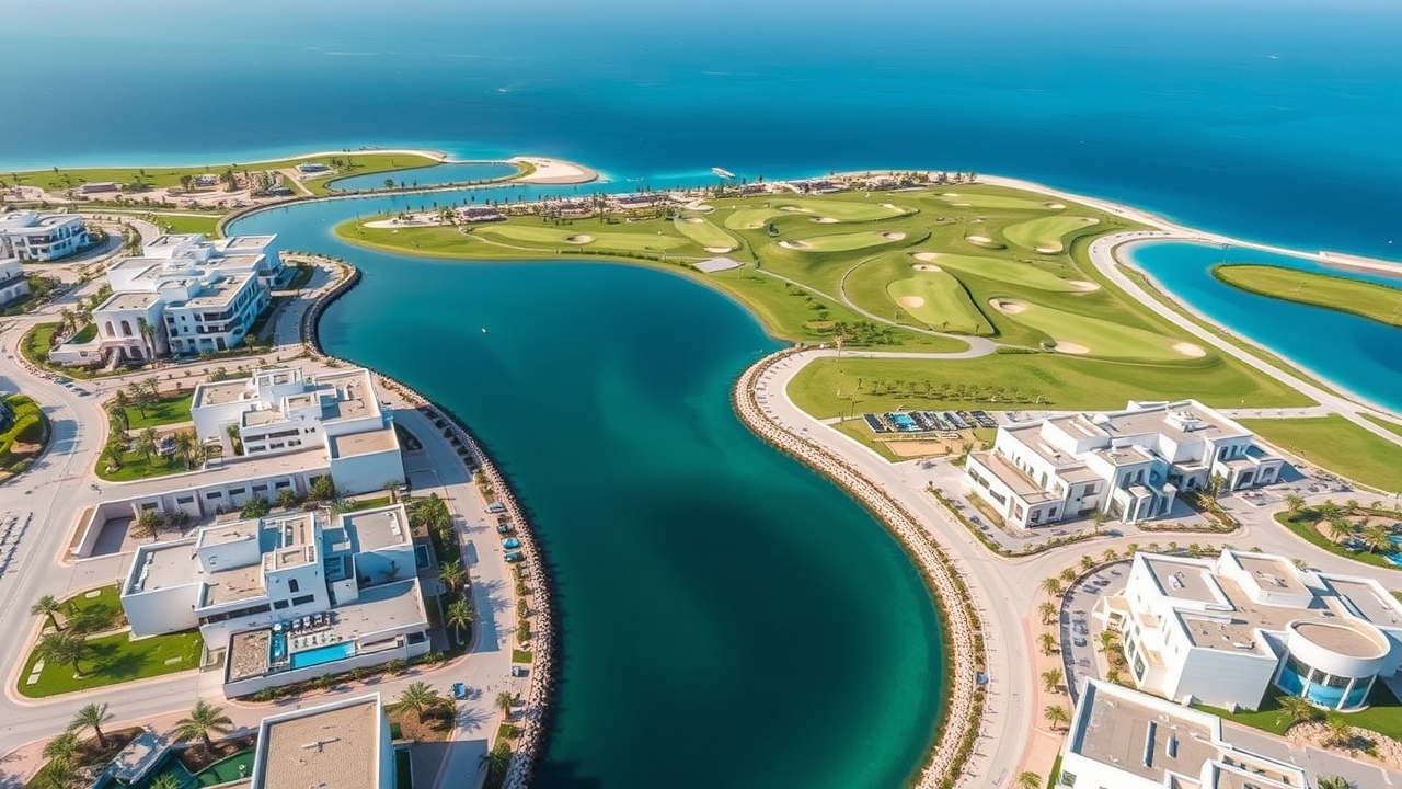 Aerial view of Al Hamra Village residential area in RAK